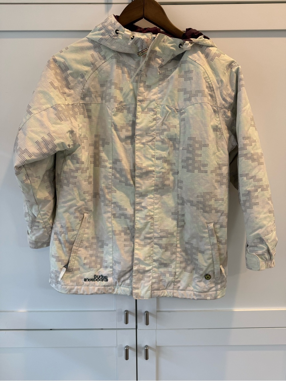 Burton Girls Wanderlust Snowboard Jacket L 14/16 Rock Salt Bitmap 2000s